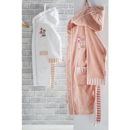 Ecocotton Balerin Beyaz Organik Pamuk 5-6 Yaş Çocuk Bornozu