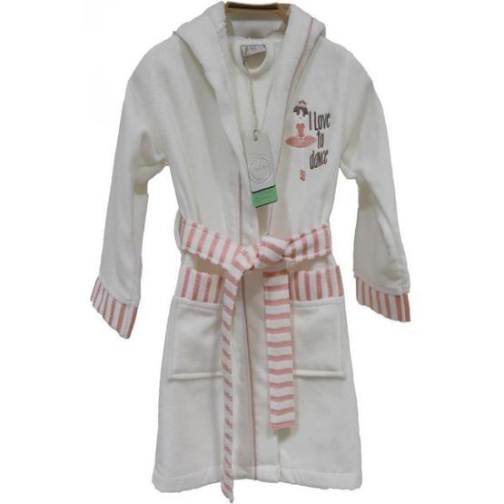 Ecocotton Balerin Beyaz Organik Pamuk 5-6 Yaş Çocuk Bornozu