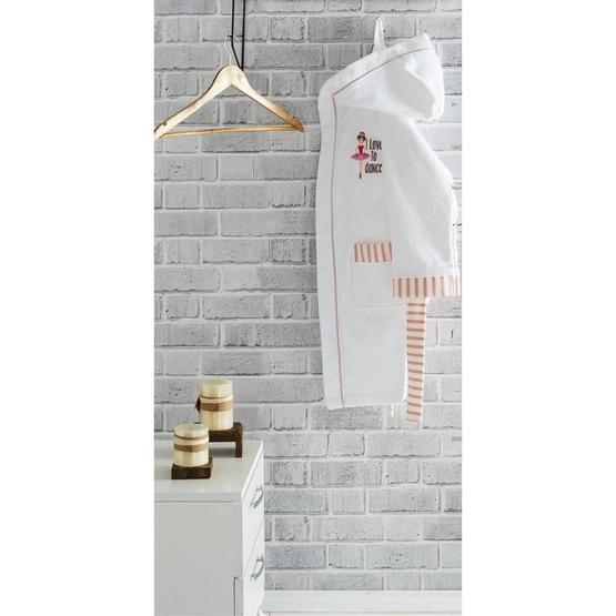 Ecocotton Balerin Beyaz Organik Pamuk 5-6 Yaş Çocuk Bornozu