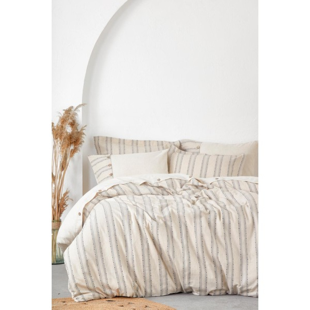 Ecocotton Delfin Battal Boy Nevresim Takımı %100 Organik Pamuk Keten Antrasit 240X220 cm - 220 x 240 cm Nevresim Takımı Fiyatı