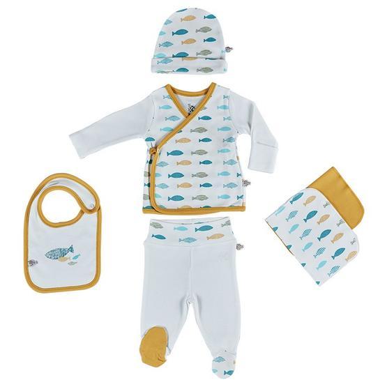 Ecocotton Dodo Beyaz Organik Pamuk 5 Parça Bebek Zıbın Seti