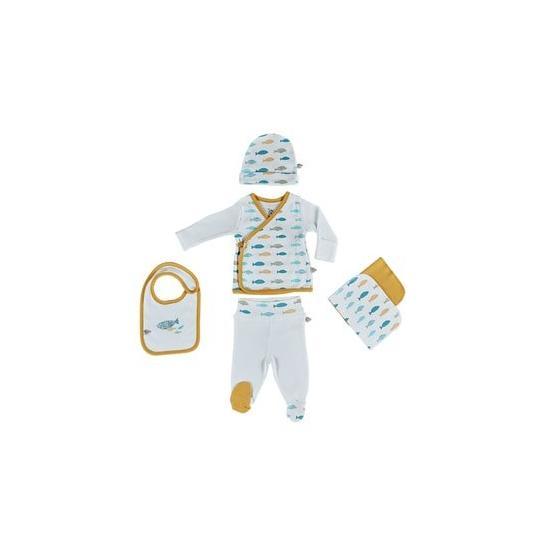 Ecocotton Dodo Beyaz Organik Pamuk 5 Parça Bebek Zıbın Seti