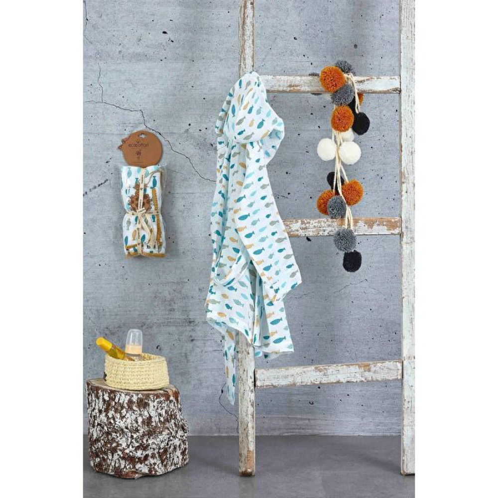 Ecocotton Dodo Çocuk Bornoz %100 Organik Pamuk Müslin Sarı - 3 - 4 Yaş Bornoz Fiyatı