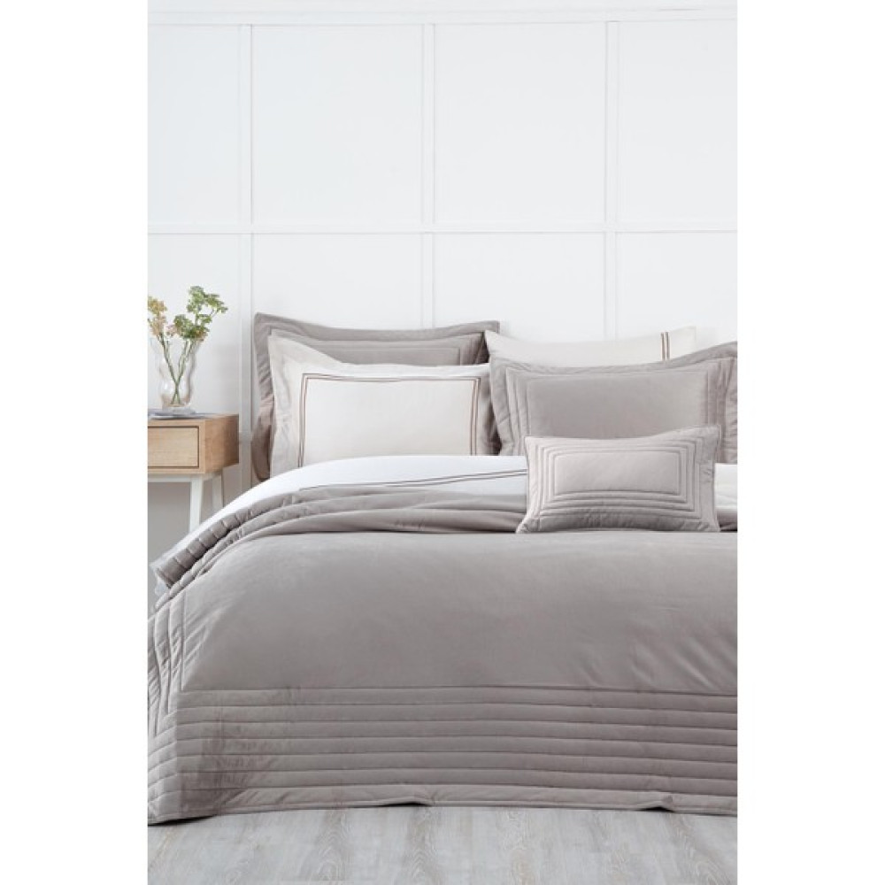Ecocotton Feza Çift Kişilik Yatak Örtüsü Takımı %50 Pamuk %50 Polyester Açık Gri 240X260 cm - 240 x 260 cm - Renkli Yatak Örtüsü Fiyatı