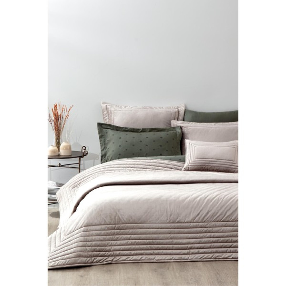 Ecocotton Feza Çift Kişilik Yatak Örtüsü Takımı %50 Pamuk %50 Polyester Bej 240X260 cm - 240 x 260 cm - Renkli Yatak Örtüsü Fiyatı