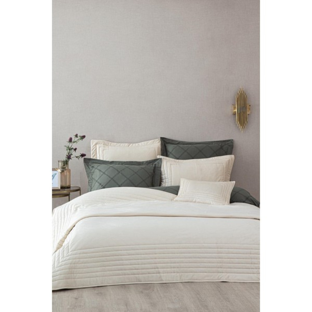 Ecocotton Feza Çift Kişilik Yatak Örtüsü Takımı %50 Pamuk %50 Polyester Krem 240X260 cm - 240 x 260 cm - Renkli Yatak Örtüsü Fiyatı