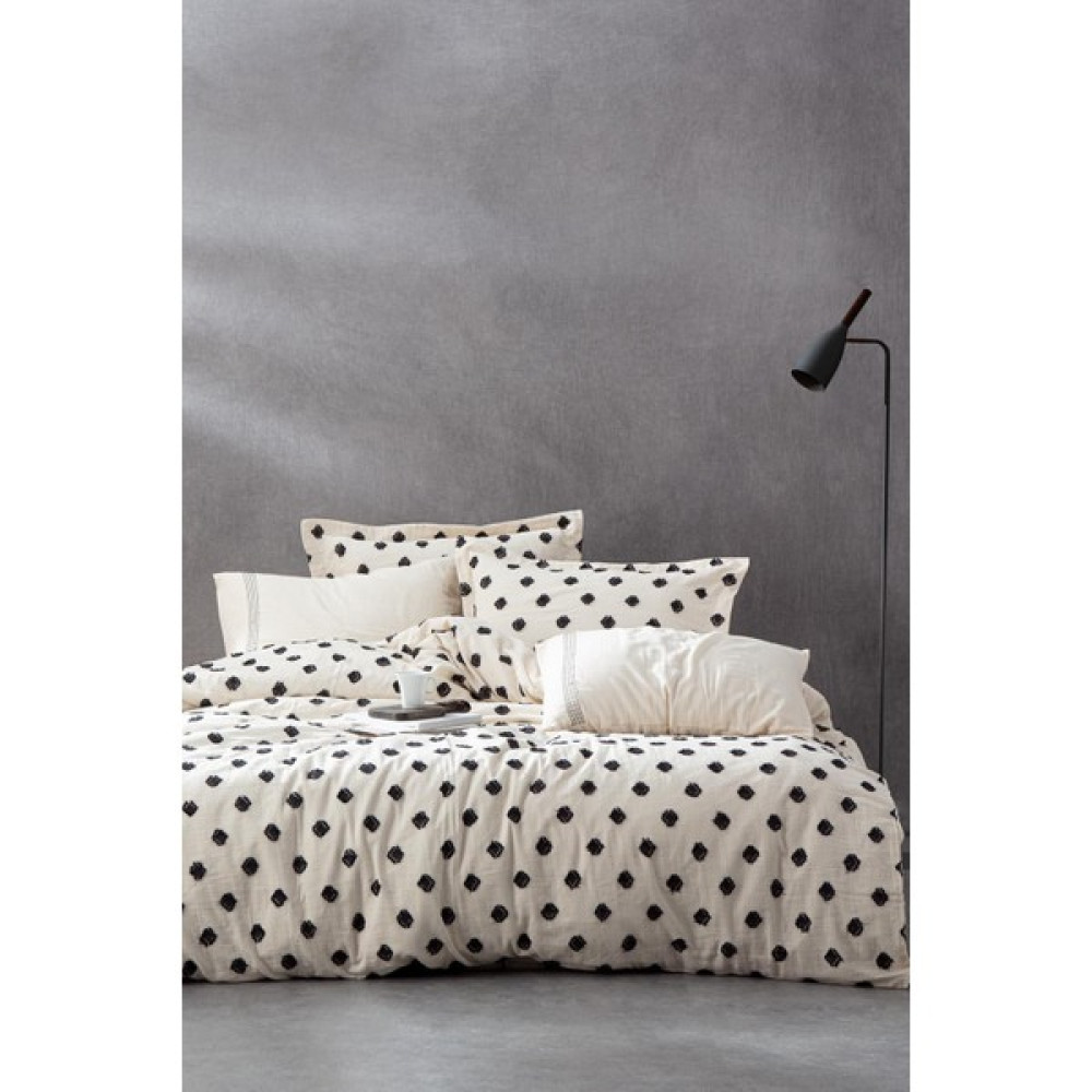 Ecocotton Imre Çift Kişilik Nevresim Takımı %100 Organik Pamuk Müslin Siyah 200X220 cm - 200 x 220 cm Nevresim Takımı Fiyatı