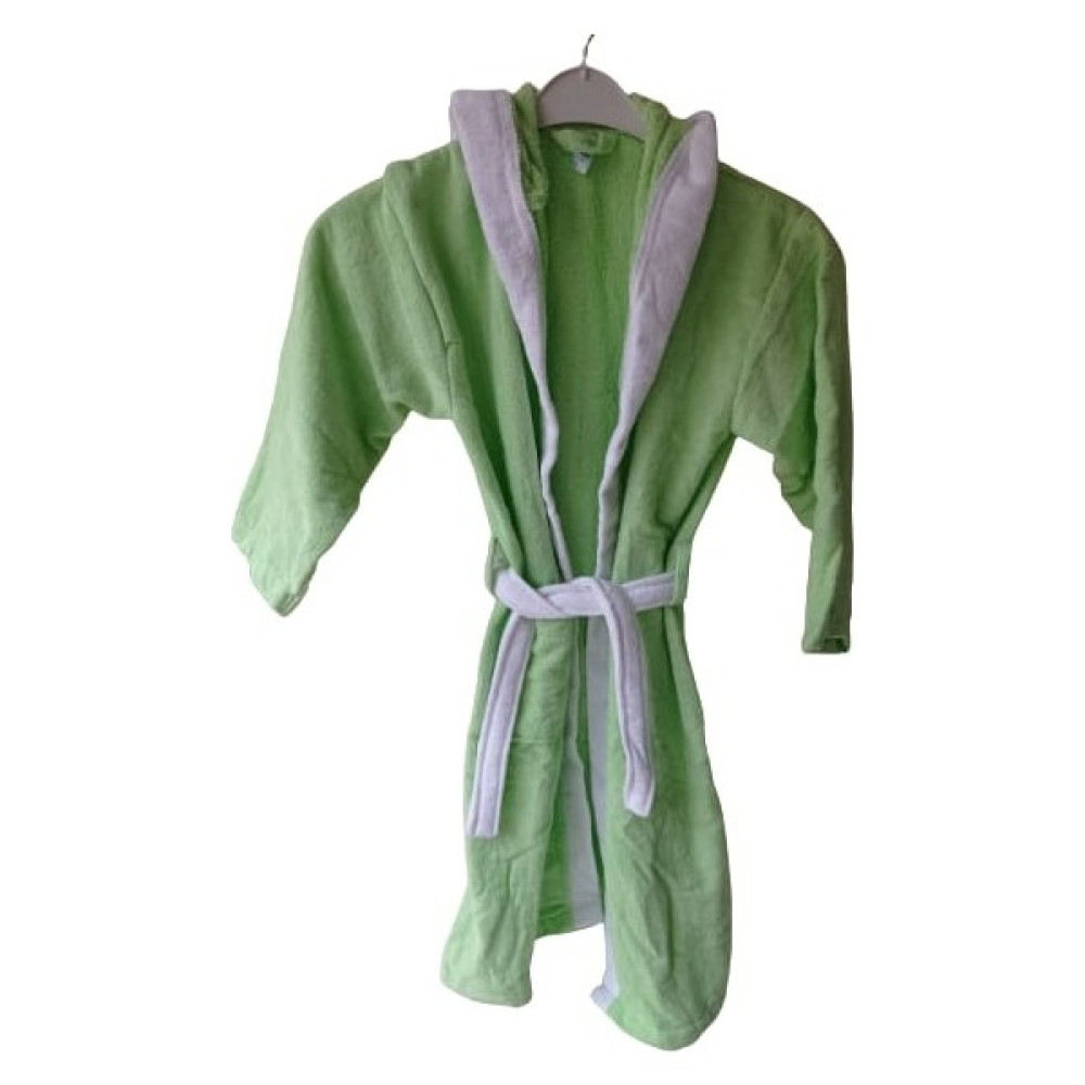 Ecocotton Kapüşonlu Çocuk Bornozu - 7 - 8 Yaş - Yeşil Bornoz Fiyatı