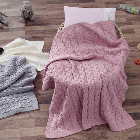 Ecocotton Love Gri Örgü Bebek Battaniye