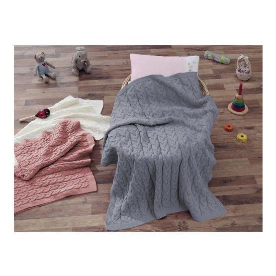 Ecocotton Love Gri Örgü Bebek Battaniye Bebek Battaniyesi Fiyatı