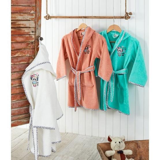 Ecocotton Melodica Pudra Organik Pamuk 13-14 Yaş Çocuk Bornozu