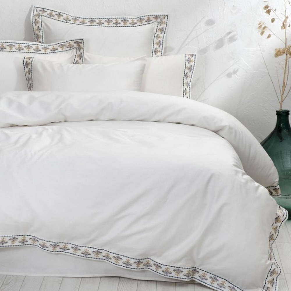 Ecocotton Mira Pamuk Saten Nakışlı Çift Kişilik Nevresim Seti - 200 x 220  cm - Krem Nevresim Takımı Fiyatı