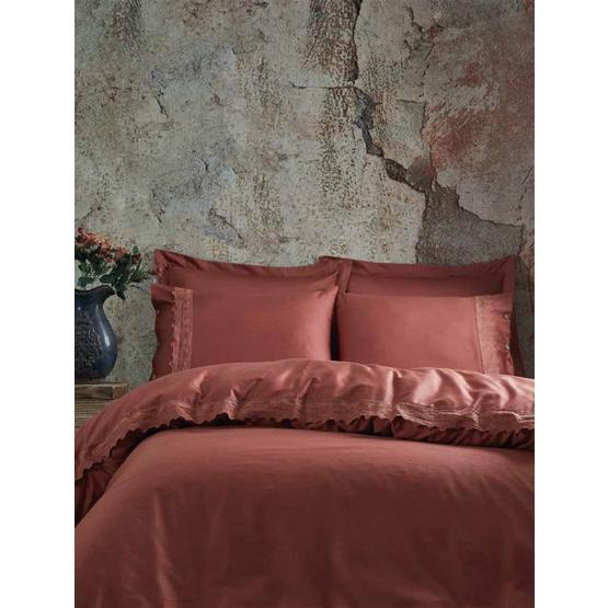 Ecocotton Organik Pamuk Belinda Koyu Somon Çift Kişilik Nevresim Takımı