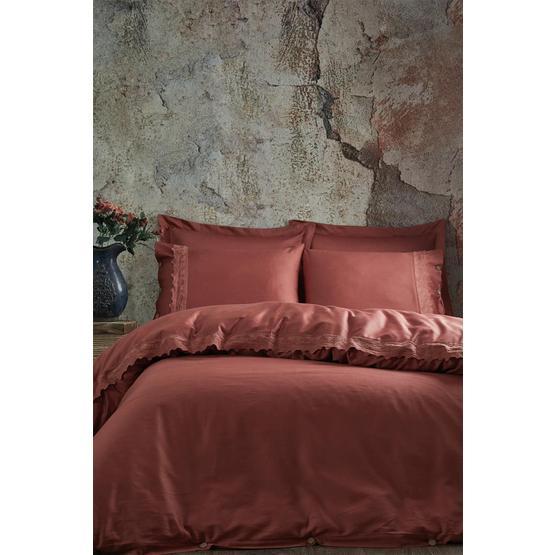 Ecocotton Organik Pamuk Belinda Koyu Somon Çift Kişilik Nevresim Takımı