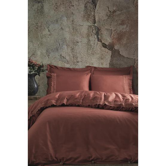 Ecocotton Organik Pamuk Belinda Koyu Somon Çift Kişilik Nevresim Takımı