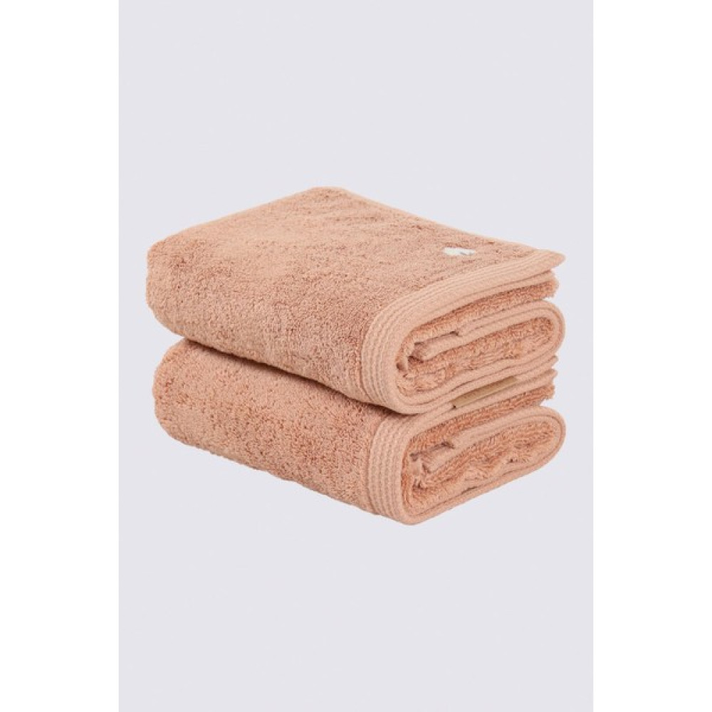 Ecocotton Pure Cotton 2'li El Yüz Havlusu Seti Organik Pamuk Kelebek Bordürlü Nakışlı Kahve 50X90 cm - 50 x 90 cm El / Yüz Havlusu Fiyatı