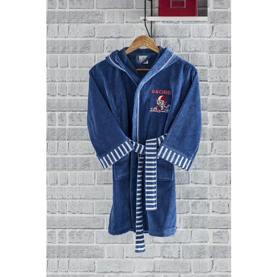 Ecocotton Racer Mavi Organik Pamuk 13-14 Yaş Çocuk Bornozu
