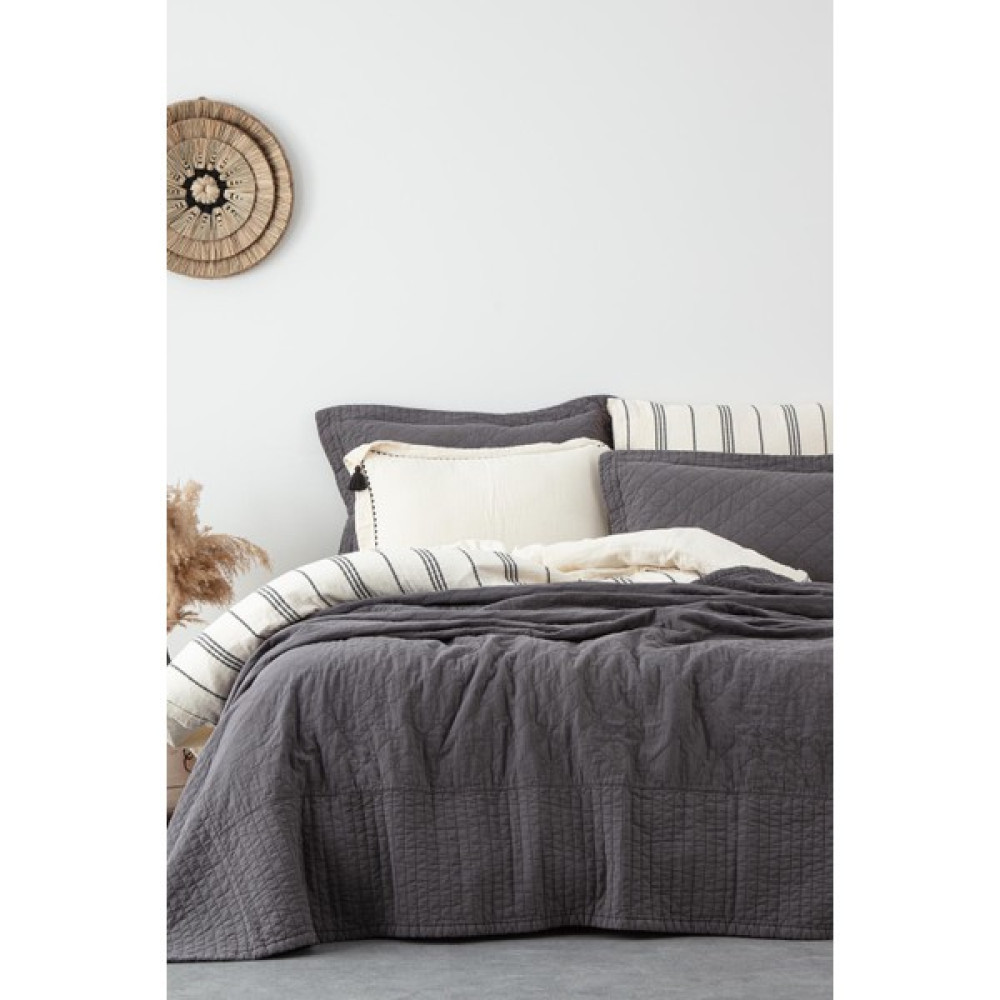Ecocotton Reha Çift Kişilik Yatak Örtüsü Takımı Pamuk Antrasit 240X260 cm - 240 x 260 cm - Renkli Yatak Örtüsü Fiyatı
