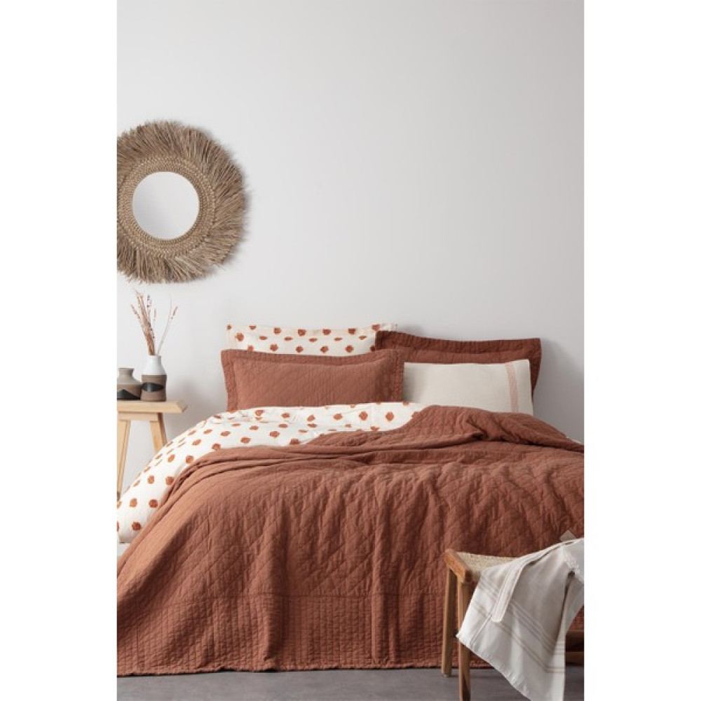 Ecocotton Reha Çift Kişilik Yatak Örtüsü Takımı Pamuk Terra 240X260 cm - 240 x 260 cm - Renkli Yatak Örtüsü Fiyatı