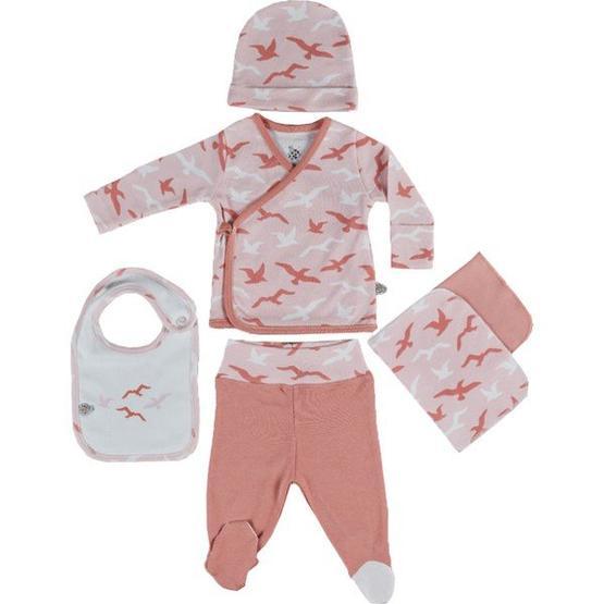 Ecocotton Rosa Beyaz Organik Pamuk 5 Parça Bebek Zıbın Seti