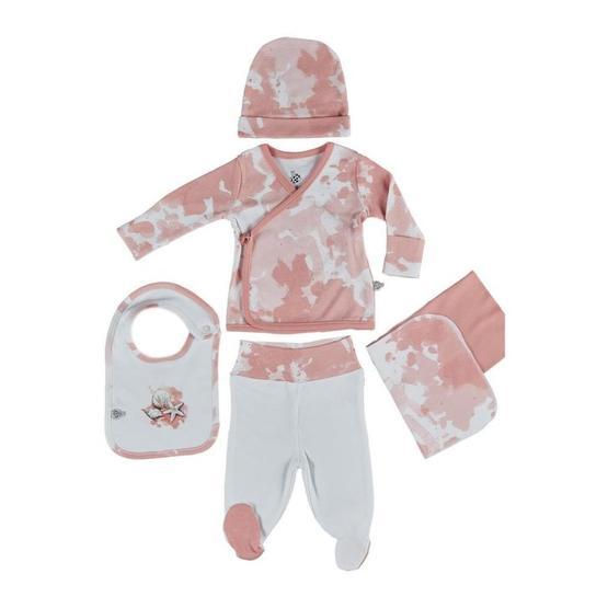 Ecocotton Rosa Beyaz Organik Pamuk 5 Parça Bebek Zıbın Seti