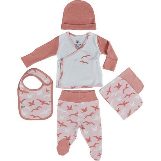Ecocotton Rosa Somon Organik Pamuk 5 Parça Bebek Zıbın Seti Bebek Zıbın Seti Fiyatı