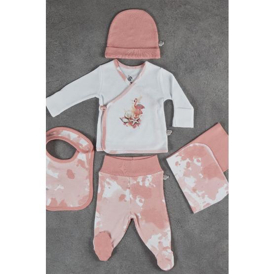 Ecocotton Rosa Somon Organik Pamuk 5 Parça Bebek Zıbın Seti