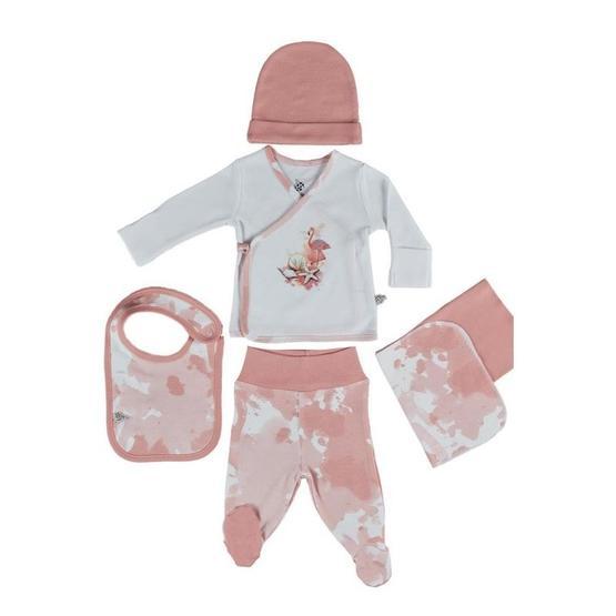 Ecocotton Rosa Somon Organik Pamuk 5 Parça Bebek Zıbın Seti