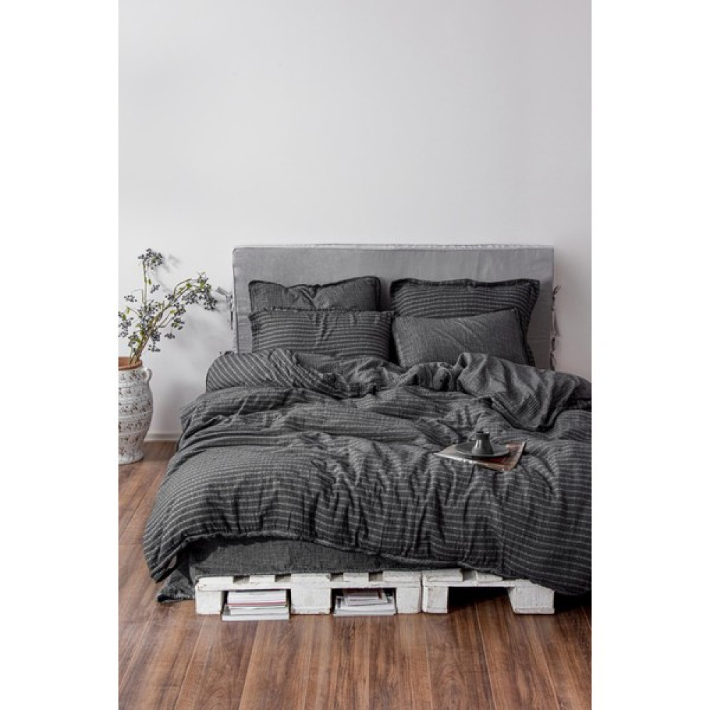 Ecocotton Tara Battal Boy Nevresim Takımı %100 Organik Pamuk Müslin Antrasit 240X220 cm - 220 x 240 cm Nevresim Takımı Fiyatı