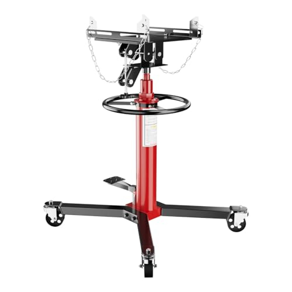 EcoExplorer 1100lbs Transmission Jack, Heavy Duty Professional Hydraulic Transmission Jack High Lift 2 Stage Adjustable Telescoping, 33.5" to 67" Lifting Range, 1/2Ton Capacity, 360° Swivel Wheel