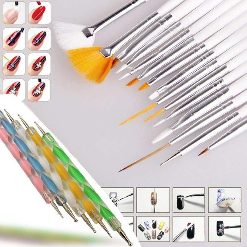 Ecoform 20 Parça Nail Art Tırnak Süsleme Desen Fırçası ve Dot Kalem Seti Beyaz Renk Oto Boyaları Fiyatı