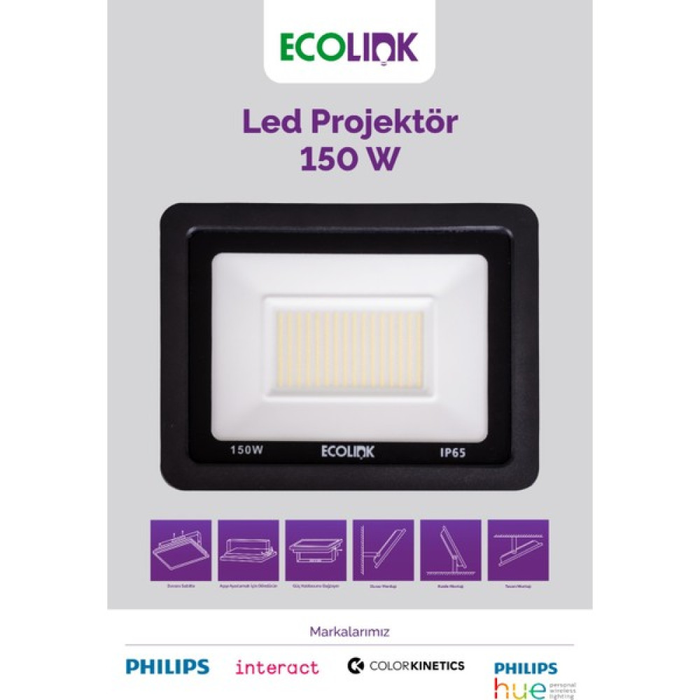 EcoLink by Philips - 150 Watt Led Projektör - 6500K - Beyaz Işık - IP65 LED Projektör - 150W Projektör Elektrik ve Aydınlatma Fiyatı