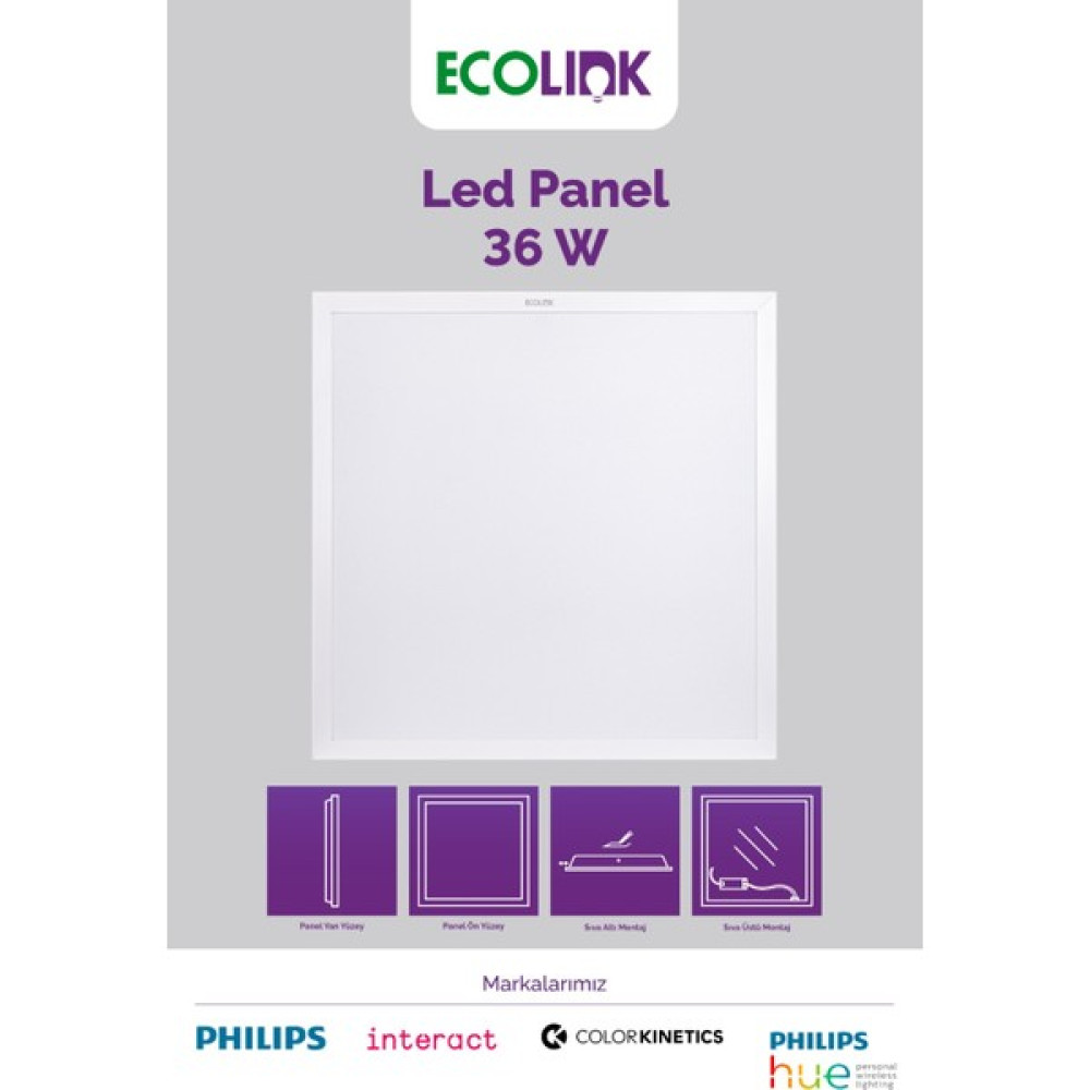 Ecolink By Philips - 36W Panel - 6500K - Beyaz Işık -60X60 LED Panel - Philips Armatür Fiyatı