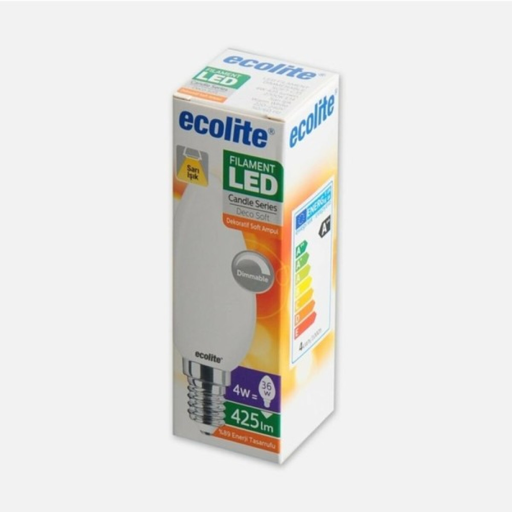 Ecolite 4W =36 W E14 Duy 2700 K Dimlenebilir Sarı Işık Soft Filament LED Ampül 1 Adet Led Aydınlatmalar Fiyatı