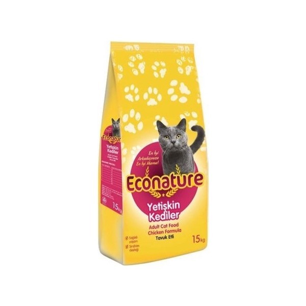 Econature Tavuklu Yetişkin Kedi Maması 15 kg Sarı Renkli Etli Mama Segmenti Evcil Hayvan Ürünleri Fiyatı