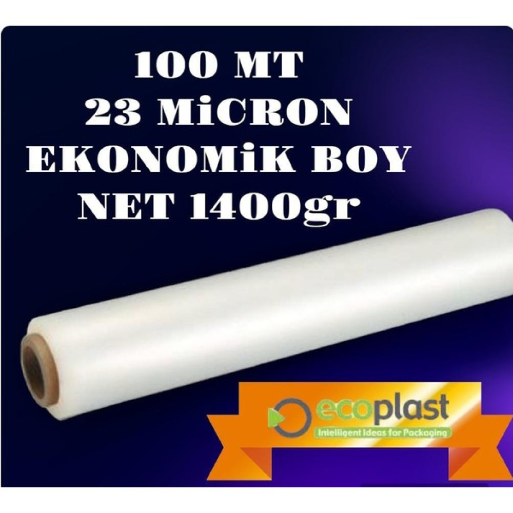 Ecoplast Ekonomik Boy 100 mt 23 Mikron Palet Streci Net 1400 gr Streç - Şeffaf Streç Film Fiyatı