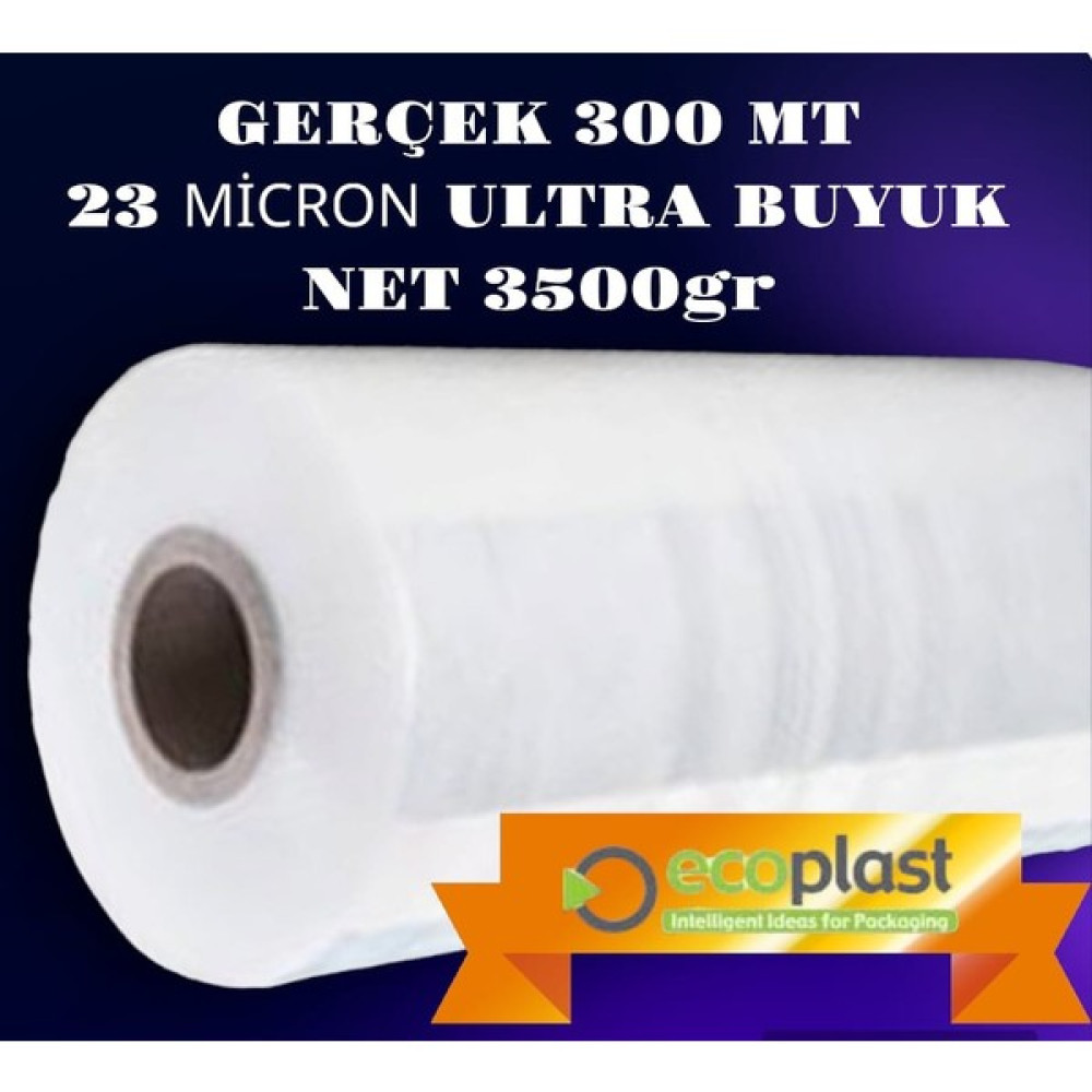 Ecoplast Ultra Büyük Gerçek 300 mt 23 Micron Palet Streci Net 3500 gr Streç 50 cm - Şeffaf Streç Film Fiyatı