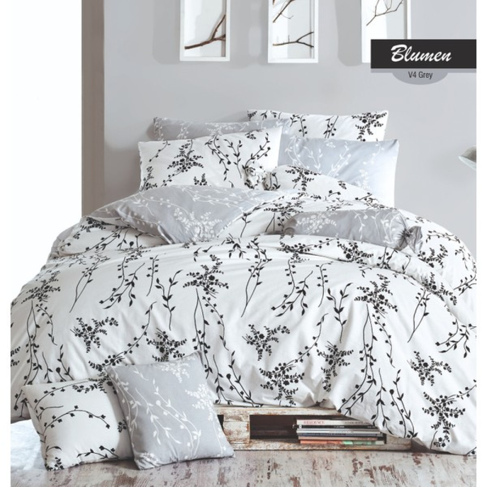 Ecosse Blumen Battal Boy Kapitoneli Nevresim Takımı 4 Mevsim Set % 100 Pamuk Ranforce Kumaş 4 Mevsim Set - 240 x 260 cm - Açık Gri Nevresim Takımı Fiyatı