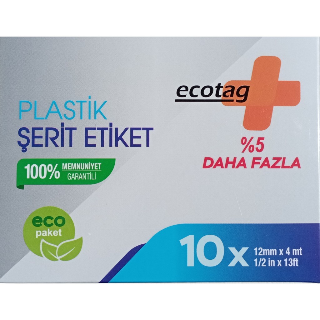 Ecotag Dymo Letratag Muadili Thermal Plastik Şerit Etiket Sarı 10'lu - Renkli Etiket Makinesi Fiyatı