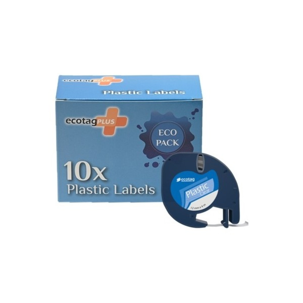 Ecotagplus Dymo Letratag Muadili Thermal Plastik Şerit Etiket Beyaz 10'lu - Renkli Etiket Makinesi Fiyatı