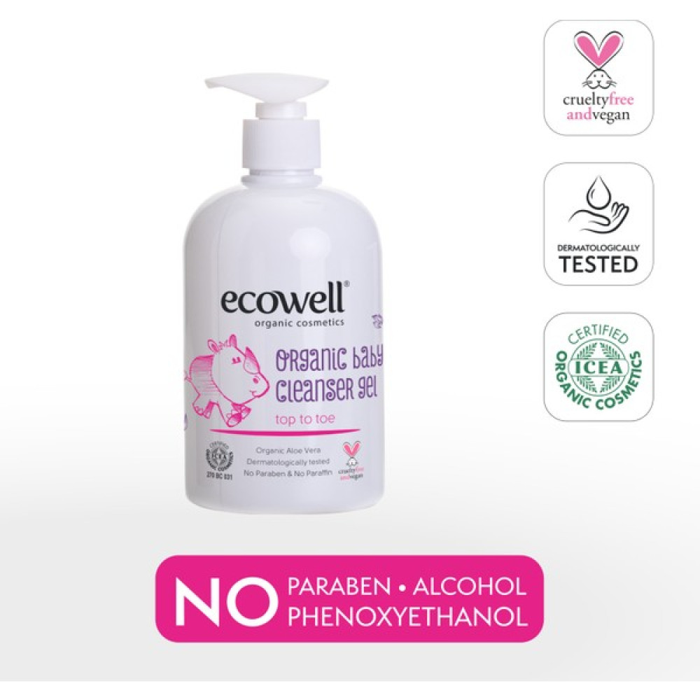 Ecowell Bebek ve Çocuk Temizleme Jeli, Organik & Vegan Sertifikalı, Şampuan, Duş Jeli Sabun Parabensiz 500ml Bebek Şampuanı Fiyatı