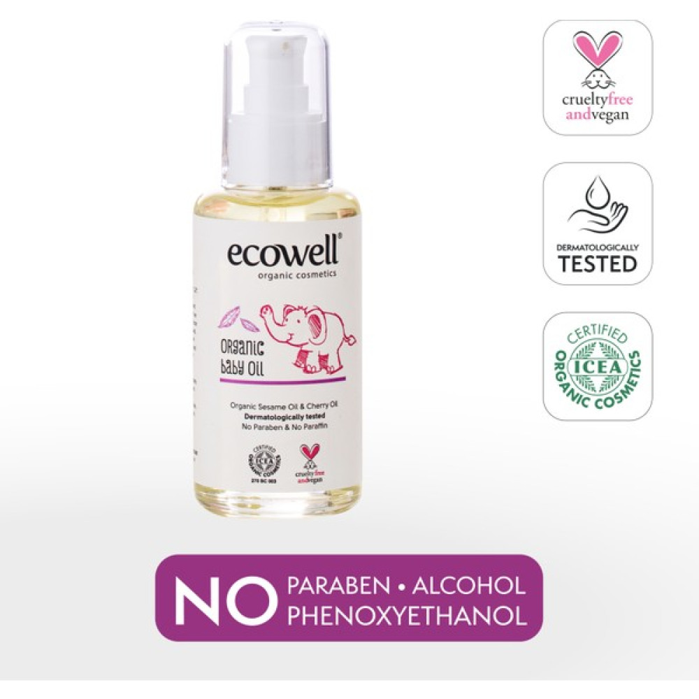 Ecowell Bebek Yağı, Organik & Vegan Sertifikalı, Hipoalerjenik, Nemlendirici, Rahatlatıcı Bebe Masajı, 100ml Bebek Bakım Fiyatı