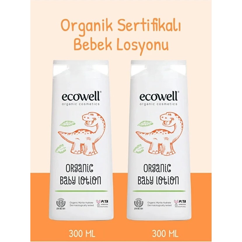 Ecowell Bebek Yüz & Vücut Losyonu, Organik & Vegan Sertifikalı, Nemlendirici Krem, Parabensiz 2x300ml Diğer Fiyatı
