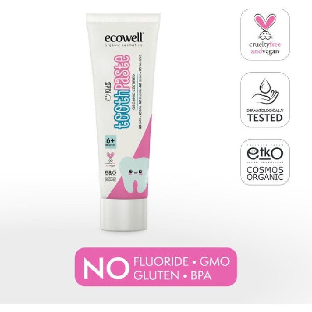 Ecowell Florürsüz Çocuk Diş Macunu, Organik & Vegan Sertifikalı, Karadut Özlü, 6 Ay ve Sonrasına Uygun, 35 gr Diş Macunları Fiyatı