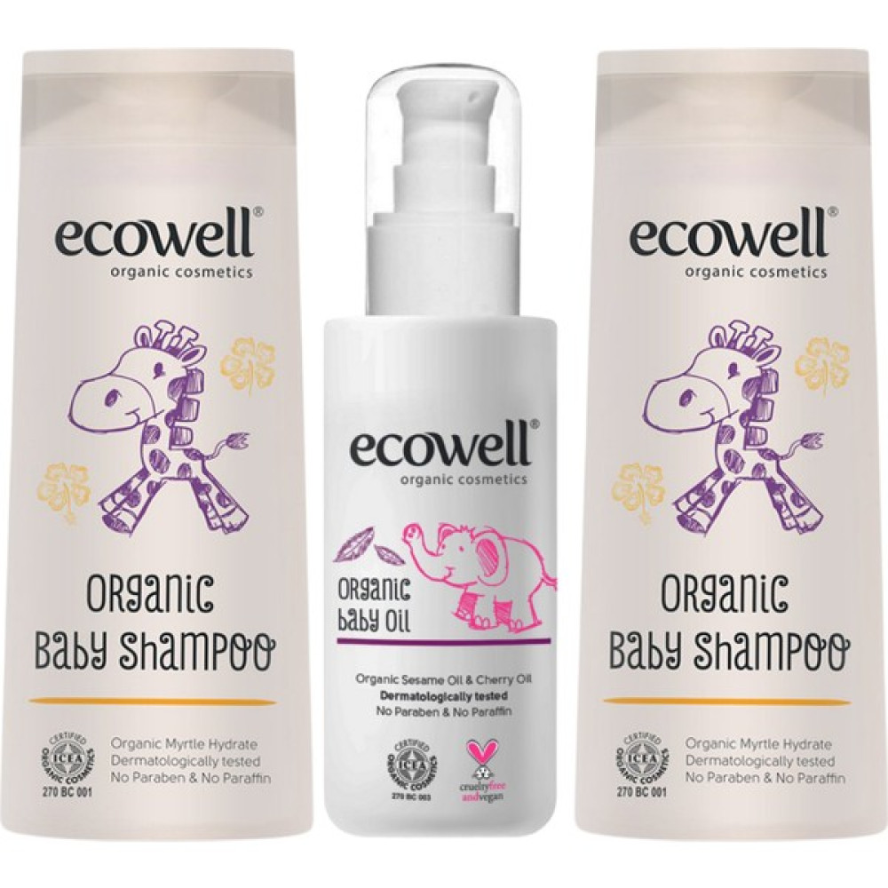 Ecowell Organik Bebe Şampuanı 300 Ml. (2 Adet) + Organik Bebe Yağı 100 Ml. Bebek Şampuanı Fiyatı