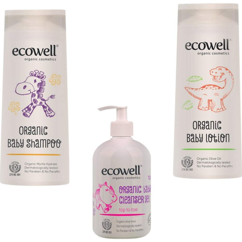 Ecowell Organik Bebek Bakım 3'lü Set (Bebe Şampuanı 300 ml.+ Bebe Losyonu 300 ml. + Bebek Temizleme Jeli 500 ml.) Bebek Bakım Seti Fiyatı