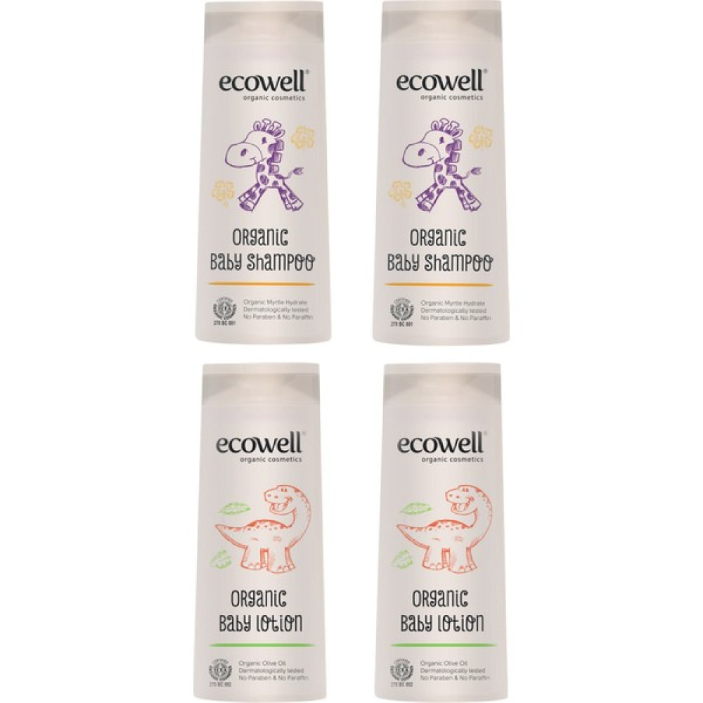 Ecowell Organik Bebek Bakım 4lü Set - Organik Bebek Şampuanı (2x300 ml) ve Bebe Losyon (2x300 ml) Bebek Şampuanı Fiyatı