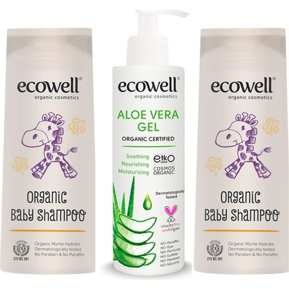 Ecowell Organik Bebek Şampuanı 2 Adet (2x300 Ml.) + Organik Aloe Vera Jel 200 Ml. Bebek Şampuanı Fiyatı