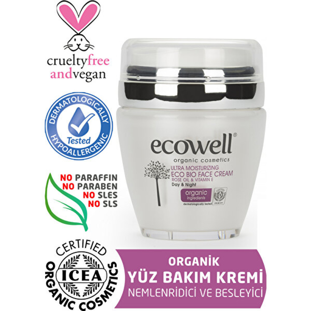 Ecowell Organik Ultra Nemlendirici Eco Bio Yüz Bakım Kremi (50 Ml) (Diamond Serisi) Nemlendiriciler Fiyatı