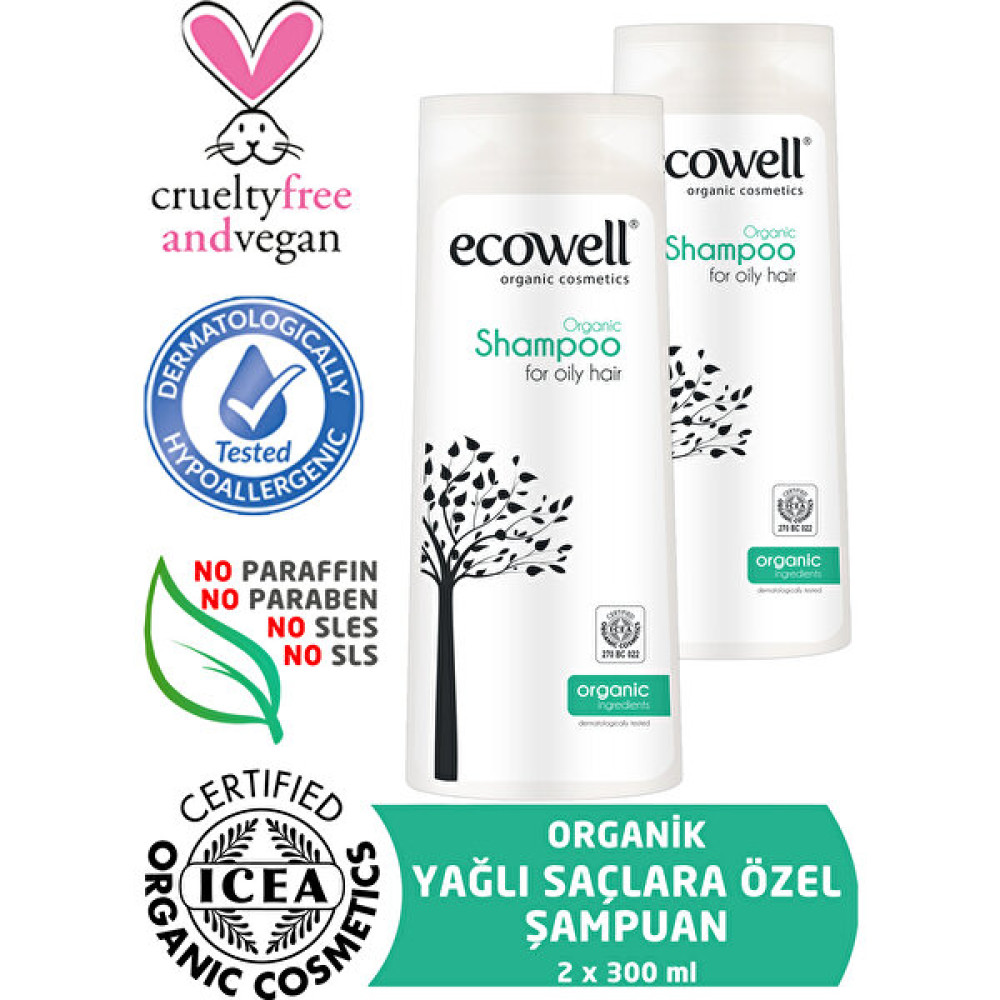 Ecowell Yağlı Saçlar Için Organik Şampuan 2li Set (2 X 300 Ml) Şampuan ve Saç Kremi Fiyatı